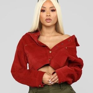 Red Corduroy Cropped Jacket